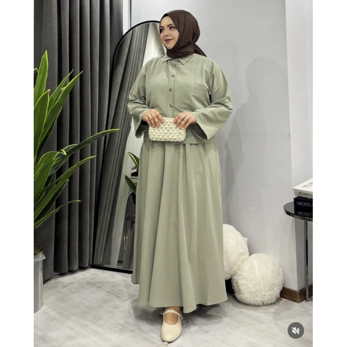 AL Butik | Yazlık Rahat Kesim Doğal Keten İkili Takım