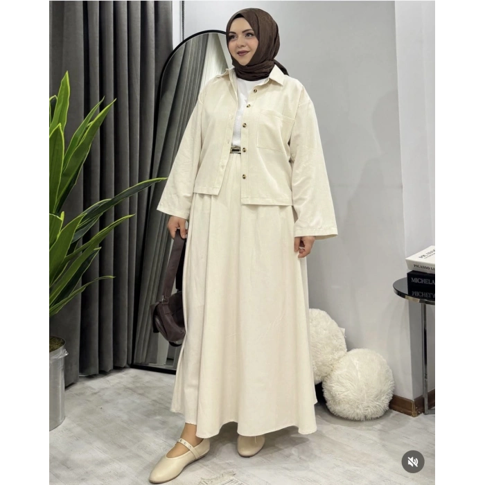 AL Butik | Yazlık Rahat Kesim Doğal Keten İkili Takım