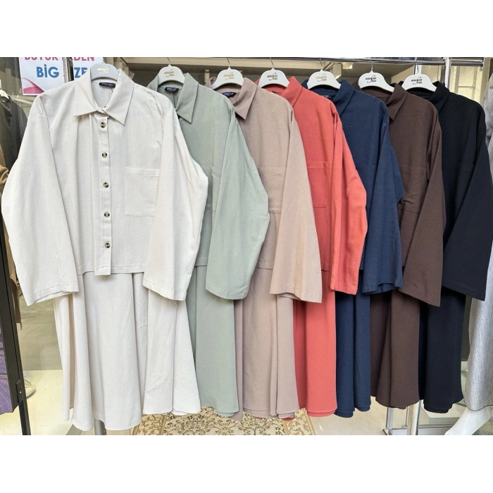 AL Butik | Yazlık Rahat Kesim Doğal Keten İkili Takım