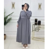 AL Butik | Şerit Detaylı Medine İpeği Tesettür Elbise
