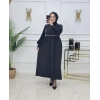 AL Butik | Şerit Detaylı Medine İpeği Tesettür Elbise