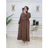 AL Butik | Şerit Detaylı Medine İpeği Tesettür Elbise