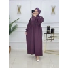 AL Butik | Şerit Detaylı Medine İpeği Tesettür Elbise
