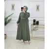 AL Butik | Şerit Detaylı Medine İpeği Tesettür Elbise