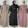 AL Butik | Şerit Detaylı Medine İpeği Tesettür Elbise
