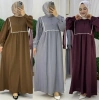 AL Butik | Şerit Detaylı Medine İpeği Tesettür Elbise