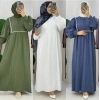 AL Butik | Şerit Detaylı Medine İpeği Tesettür Elbise