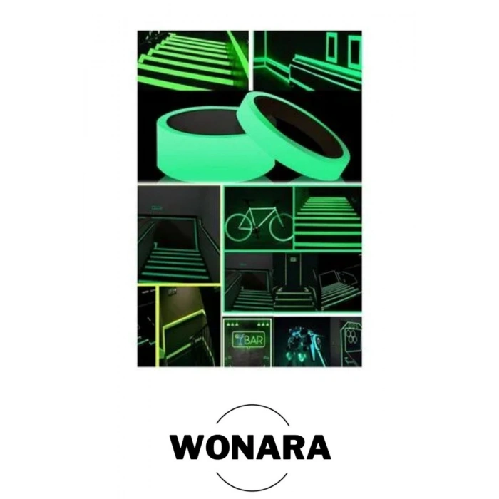 Premium Yapışkanlı Karanlıkta Yansıyan Işık Veren Fosforlu (Fotolümen) Yeşil Şerit Bant 4 mt 1 Adet