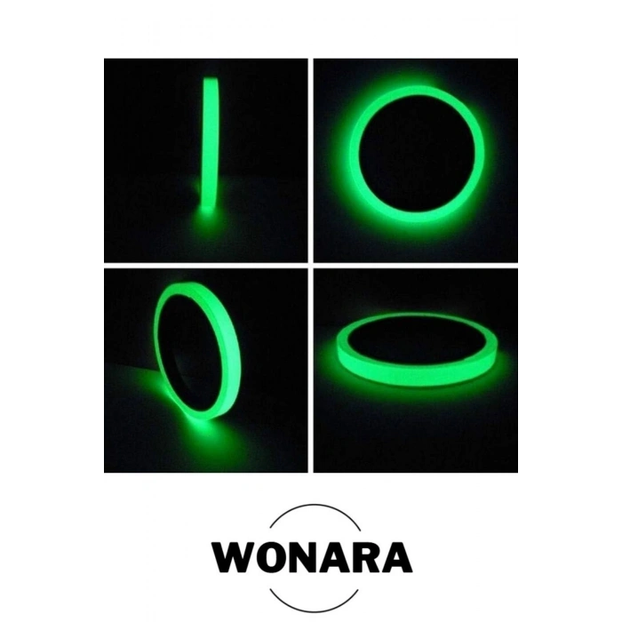 Premium Yapışkanlı Karanlıkta Yansıyan Işık Veren Fosforlu (Fotolümen) Yeşil Şerit Bant 4 mt 1 Adet