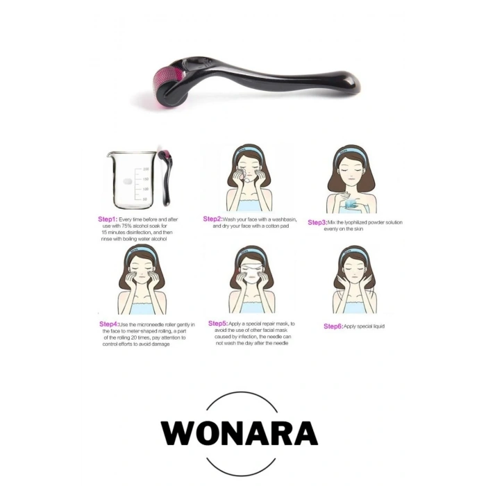 Derma Roller Titanyum Uçlu 540 İğneli Cilt Yüz Bakım Yenileme Masaj Aleti 1 mm