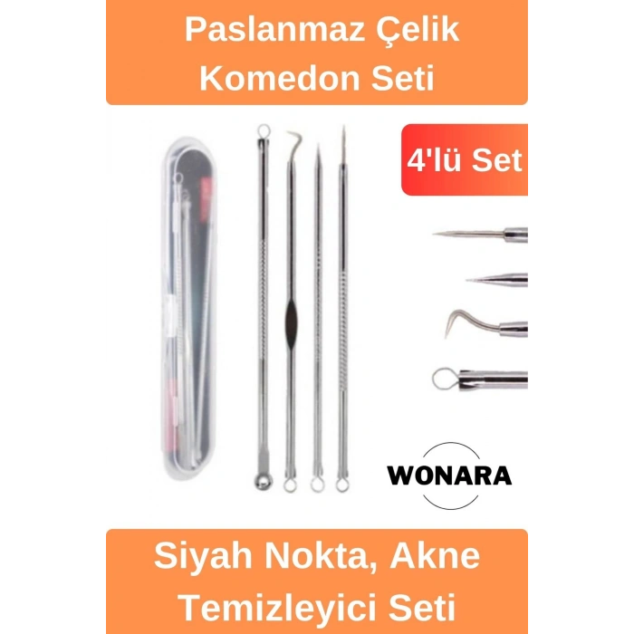 Deluxe Paslanmaz Çelik Cilt Bakım Siyah Nokta Temizleyici Kutulu 4lü Set