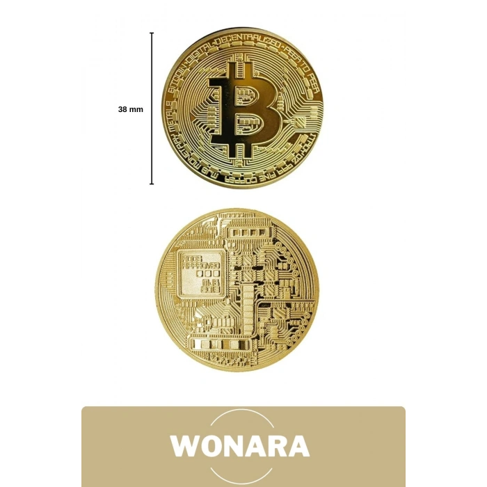 Özel Kutulu Altın Rengi Bitcoin Hatıra Parası Kripto Koleksiyonluk Hediyelik Madeni Para 5 Adet