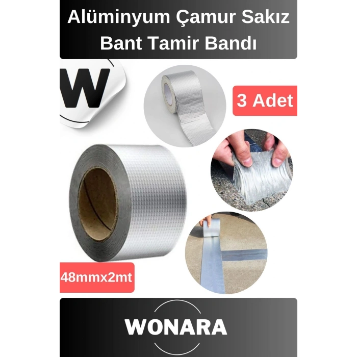 Dayanıklı Su Geçirmez Sızdırmaz Alev Geciktirici Alüminyum Çamur Sakız Bant Tamir Bandı 3 Adet