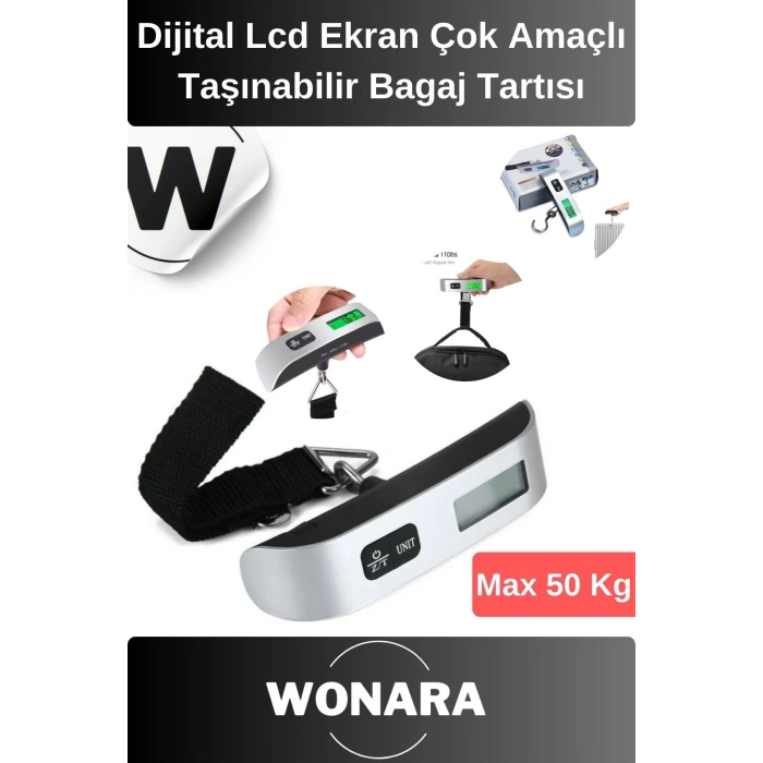 Dijital LCD Ekranlı Hassas Taşınabilir Pratik Seyahat Bagaj Tartısı 50 Kg Kapasiteli Ağırlık Tartı
