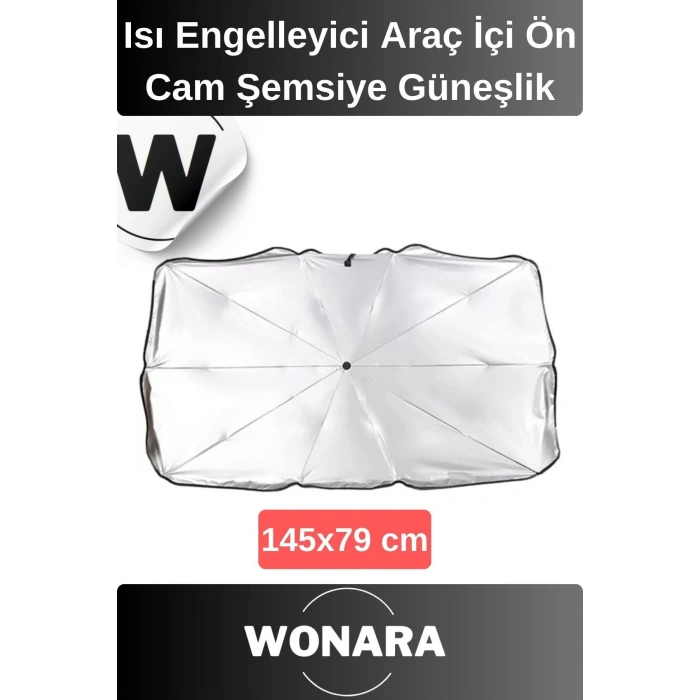 Deluxe UV Koruyucu Titanyum Gümüş Kaplama Dayanıklı Isı Engelleyici Araç İçi Ön Cam Şemsiye Güneşlik
