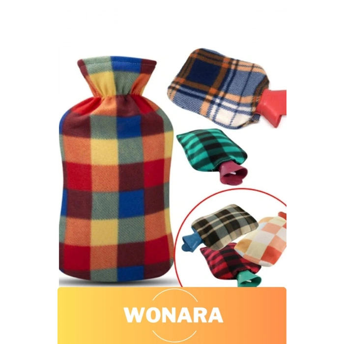 Premium Büyük Boy Polar Kılıflı Kauçuk Termofor Yıkanabilir Ağrı Rahatlatıcı Sıcak Su Torbası 2 Lt