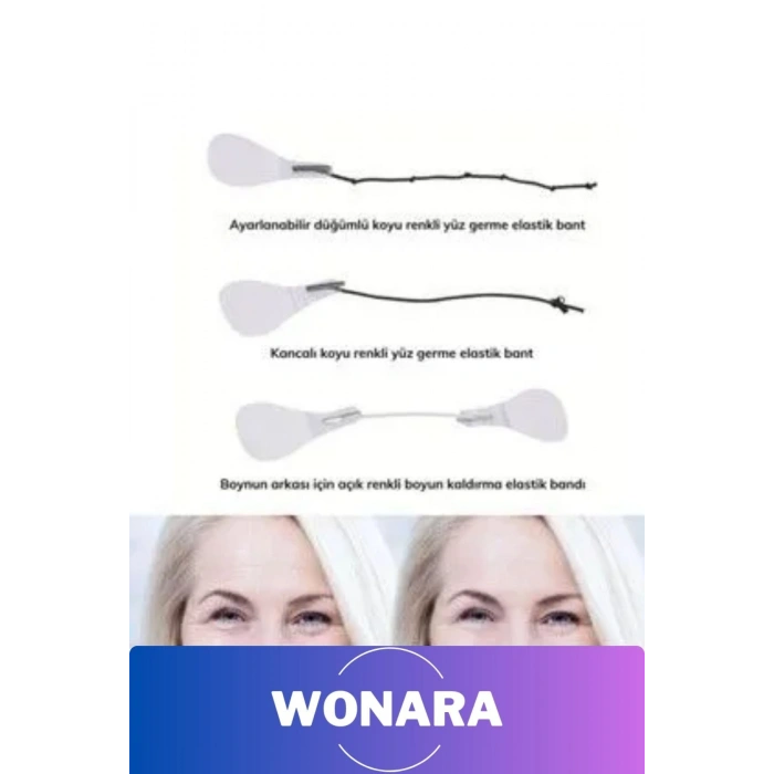 Özel Tasarım Günlük Cilt Kaş Göz Vücut Boyun Çizgisi Kaz Ayağı Pratik İpli Gerdirme Bandı 3lü Set