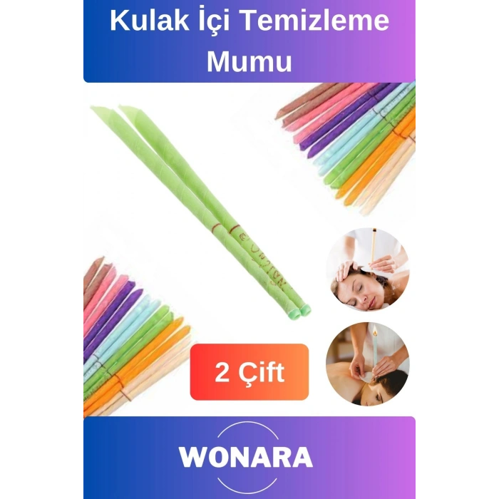 Pratik Doğal Organik Kulak Temizleme Mumu - Buşon ve Dış Kulak İçi Bakımı İçin 2 Çift Koni Çubuk