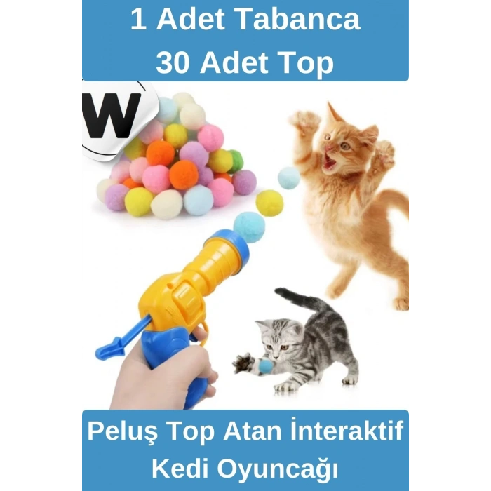 Özel Tasarım Evcil Hayvan Eğlenceli Top Atan Tabancalı Hareketli İnteraktif Kedi Oyuncağı Seti