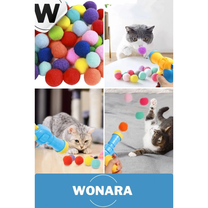 Özel Tasarım Evcil Hayvan Eğlenceli Top Atan Tabancalı Hareketli İnteraktif Kedi Oyuncağı Seti