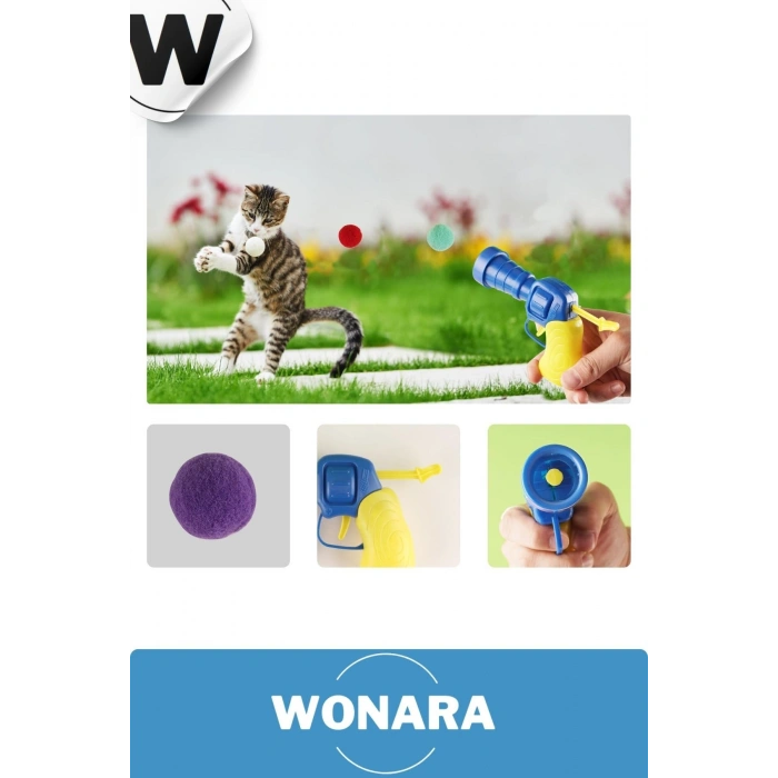 Özel Tasarım Evcil Hayvan Eğlenceli Top Atan Tabancalı Hareketli İnteraktif Kedi Oyuncağı Seti