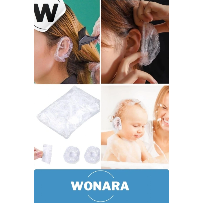 Özel Tasarım Suya Dayanıklı Koruma Sağlayan Hafif Esnek Şeffaf Herkese Uygun Kulak Bonesi 100 Adet