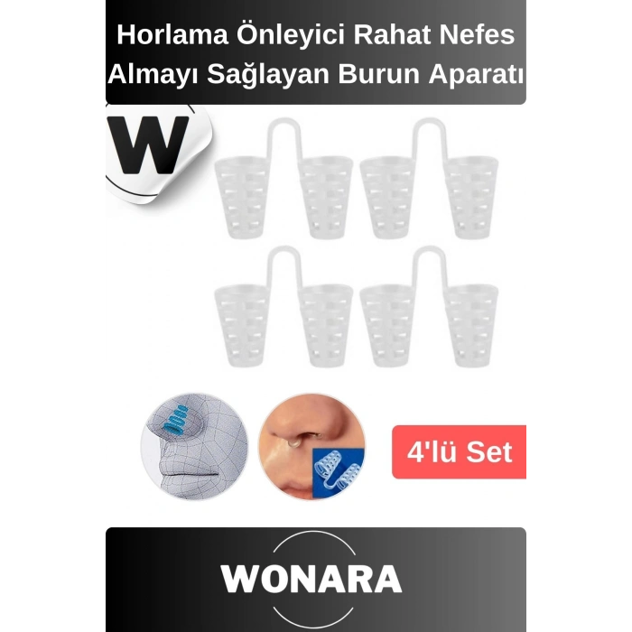 Premium Horlama Önleyici Rahat Nefes Almayı Sağlayan Uyku Kalitesini Artırıcı Burun Aparatı 4lü Set