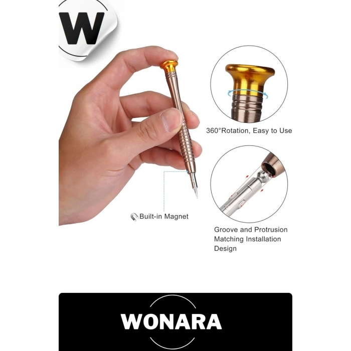 Özel Üretim 112 Gr Ağırlığında Hafif Hassas Tamirat İçin Mini Çıtçıtlı Cüzdan Tornavida Seti