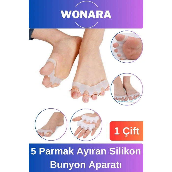 Premium A Kalite Kemik Büyümesini Önleyici Şekil Bozukluğu 5 Parmak Ayıran Silikon Bunyon Aparatı