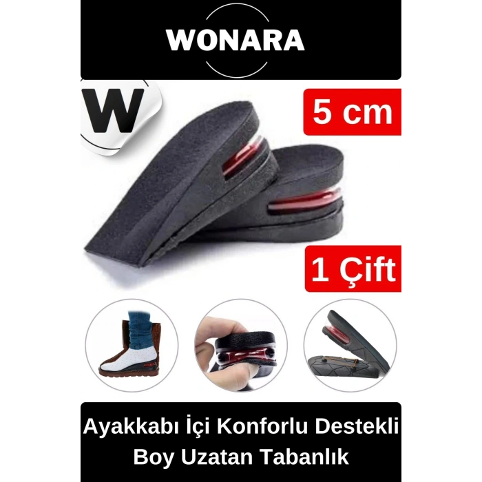 Özel Üretim Görünmez Ayakkabı İçi Hava Yastıklı Esnek Yumuşak Konforlu Destekli Boy Uzatan Tabanlık