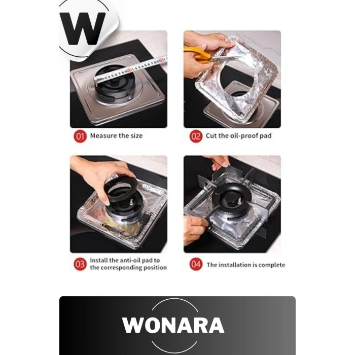 Özel Üretim Şık Tasarımlı Isıya Dayanıklı Gümüş Alüminyum Ocak Koruma Folyosu - 20lu Set