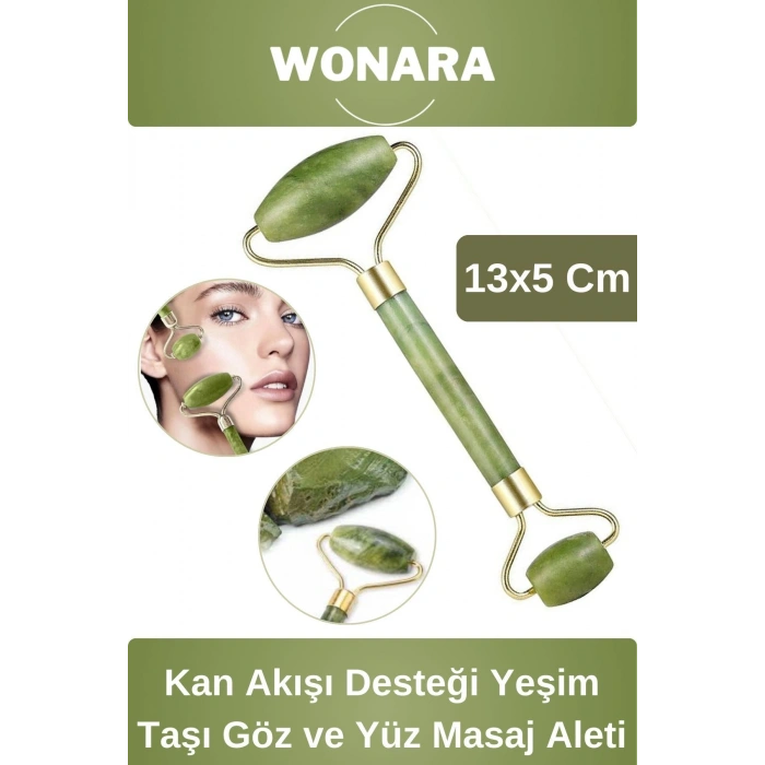 Deluxe Pürüzsüz Parlak Cilt İçin Elmacık Kemiği Kan Akışı Desteği Yeşim Taşı Göz ve Yüz Masaj Aleti