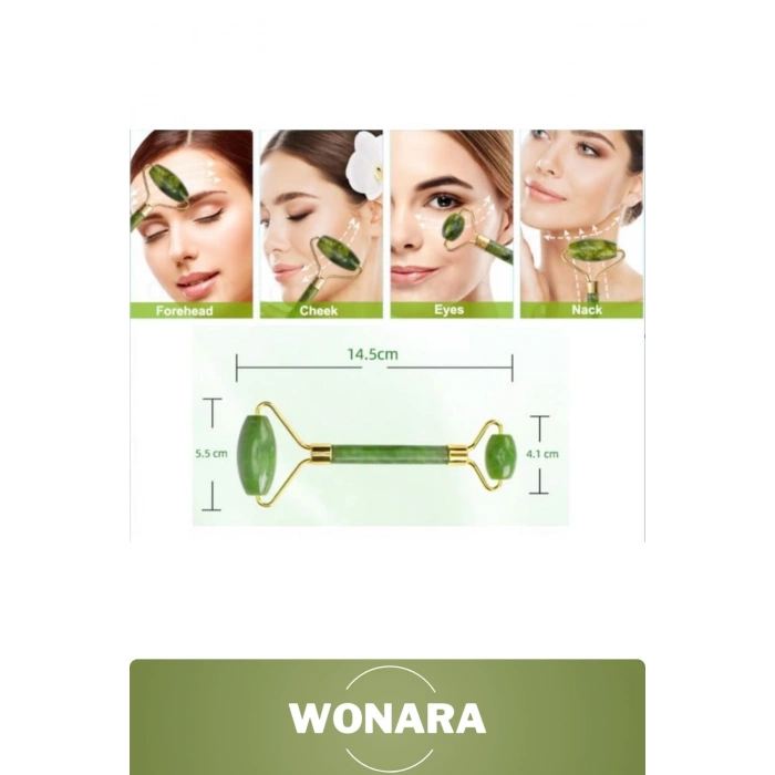Deluxe Pürüzsüz Parlak Cilt İçin Elmacık Kemiği Kan Akışı Desteği Yeşim Taşı Göz ve Yüz Masaj Aleti