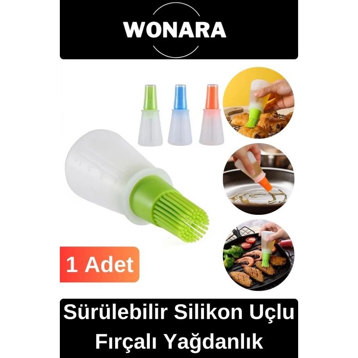 Pratik Seri Dayanıklı Kolay Temizlenen Uzun Ömürlü Sürülebilir Silikon Uçlu Fırçalı Yağdanlık 1 Adet