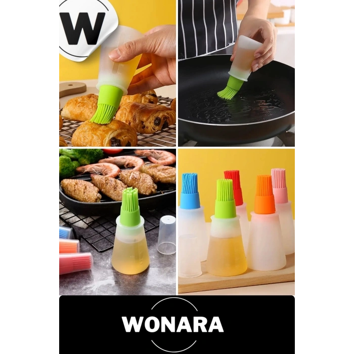 Pratik Seri Dayanıklı Kolay Temizlenen Uzun Ömürlü Sürülebilir Silikon Uçlu Fırçalı Yağdanlık 4 Adet