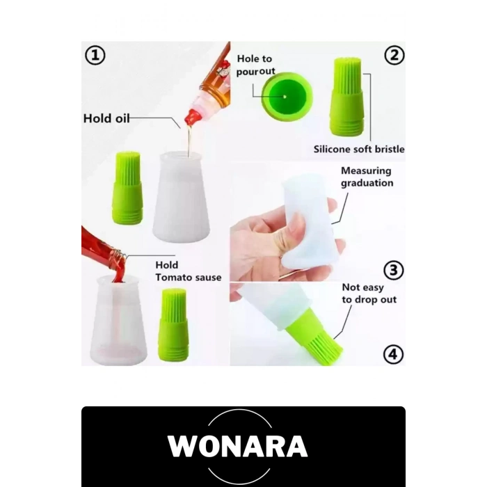 Pratik Seri Dayanıklı Kolay Temizlenen Uzun Ömürlü Sürülebilir Silikon Uçlu Fırçalı Yağdanlık 4 Adet