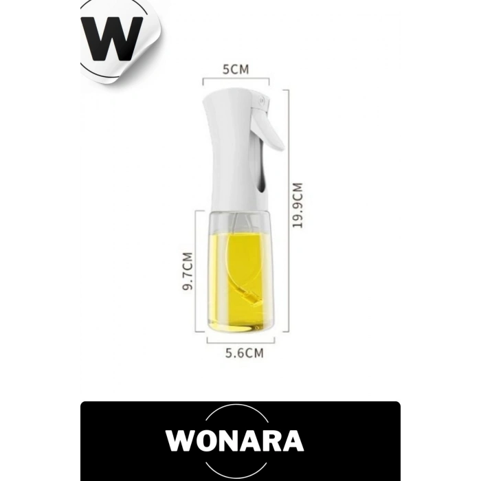 Püskürtmeli BPA İçermeyen Beyaz ve Siyah  Plastik Fan Başlıklı Cam Şişe Yağdanlık Sprey 200 Ml