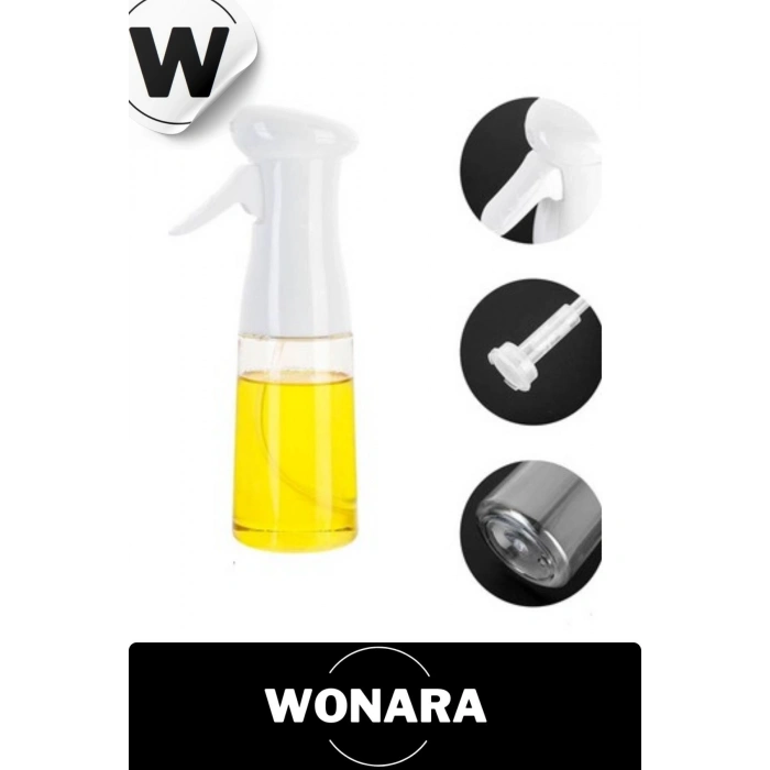 Püskürtmeli BPA İçermeyen Beyaz ve Siyah  Plastik Fan Başlıklı Cam Şişe Yağdanlık Sprey 200 Ml