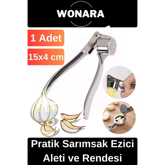 Özel Tasarım Dayanıklı Paslanmaz Çelik Ergonomik Saplı Pratik Sarımsak Ezici Aleti ve Rendesi