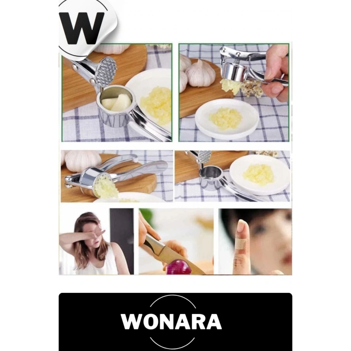 Özel Tasarım Dayanıklı Paslanmaz Çelik Ergonomik Saplı Pratik Sarımsak Ezici Aleti ve Rendesi