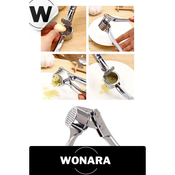 Özel Tasarım Dayanıklı Paslanmaz Çelik Ergonomik Saplı Pratik Sarımsak Ezici Aleti ve Rendesi