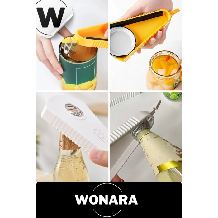 Çok Amaçlı Güç Gerektirmeyen Kaymaz Lastik Şeritli V Tipi Kavanoz Şişe Kapak Açacağı