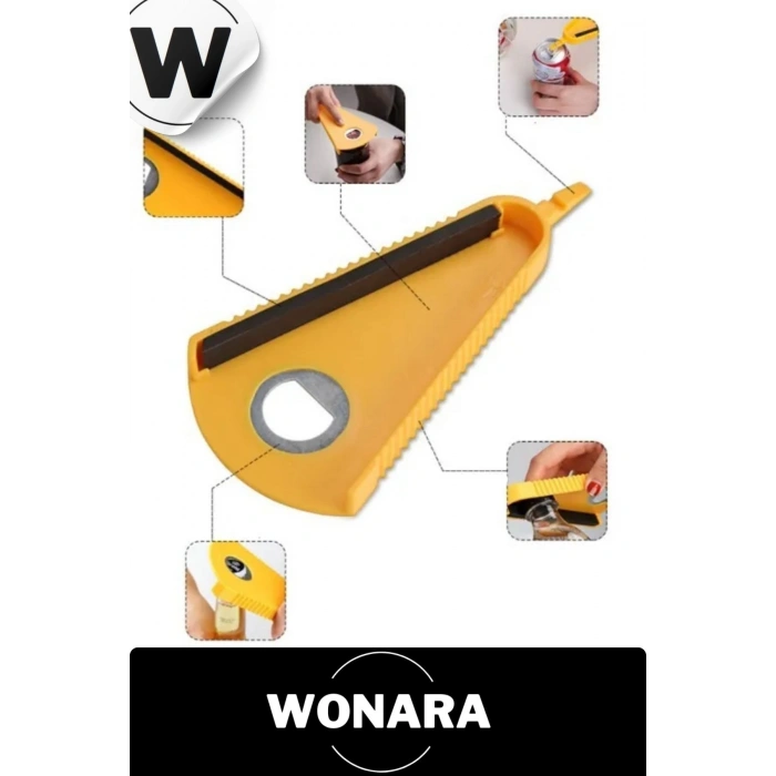 Çok Amaçlı Güç Gerektirmeyen Kaymaz Lastik Şeritli V Tipi Kavanoz Şişe Kapak Açacağı