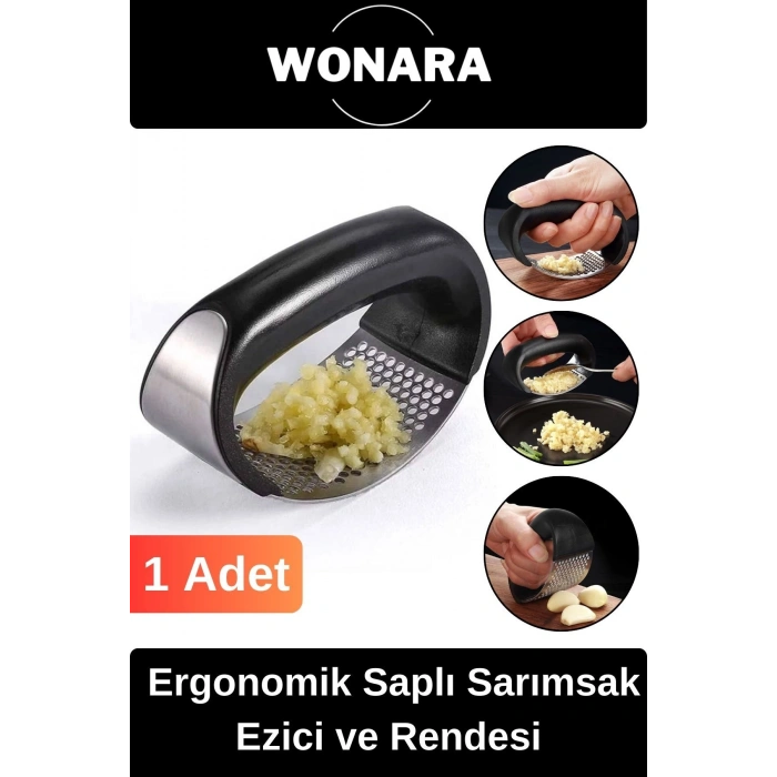 Pratik Kolay Temizlenebilir Paslanmaz Çelik Ergonomik Saplı Hızlı Mutfak Sarımsak Ezici ve Rendesi