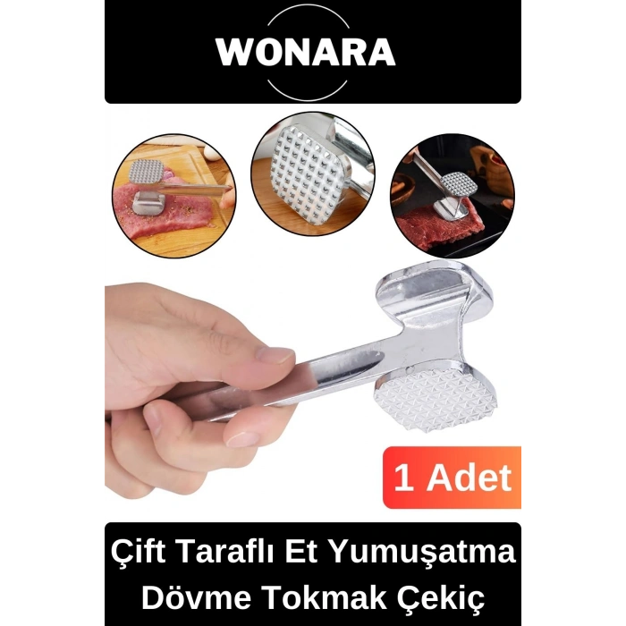 Paslanmaz Kararmaz Kaymaz Uzun Saplı Çelik Çift Taraflı Et Yumuşatma Ezme Dövme Tokmak Çekiç