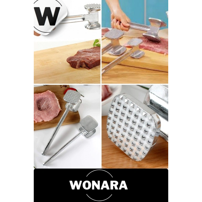 Paslanmaz Kararmaz Kaymaz Uzun Saplı Çelik Çift Taraflı Et Yumuşatma Ezme Dövme Tokmak Çekiç