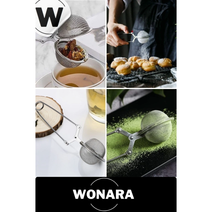 Özel Üretim Paslanmaz Çelik Maşalı İnce Gözenekli Elek Geniş Kulplu Bitki Çayı Demlik Süzgeci 1 Adet