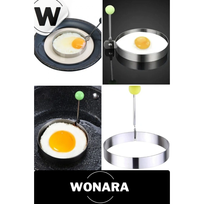 Premium Seri Yapışmaz Kaplamalı Dayanıklı Şık Tasarımlı Yuvarlak Metal Omlet ve Krep Kalıbı 5 Adet