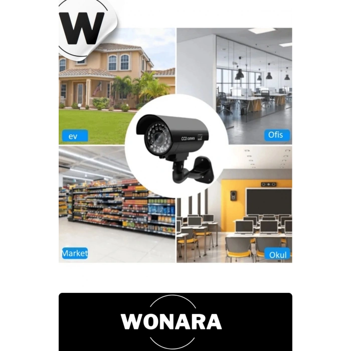 Özel Tasarım Ev Ofis Bahçe İçin Led Işıklı Pilli Caydırıcı Dekoratif Güvenlik Kamerası 2 Adet