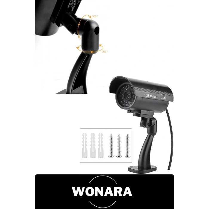 Özel Tasarım Ev Ofis Bahçe İçin Led Işıklı Pilli Caydırıcı Dekoratif Güvenlik Kamerası 3 Adet